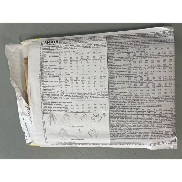 McCalls M4415 Sewing Pattern Sizes 6-8-10-12 AA l Civil War Gone w/the Wind UNCU - Picture 3 of 6